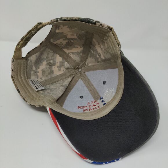 All Faster Than Dialing 911 USA Flag Strapback Hat Camouflage OSFM Patriotic - Picture 6 of 8